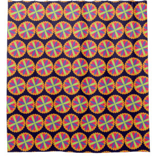 Orange floral shapes illustration shower curtain