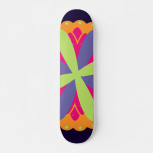 Orange floral shapes illustration skateboard