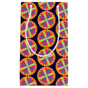 Orange floral shapes illustration small gift bag