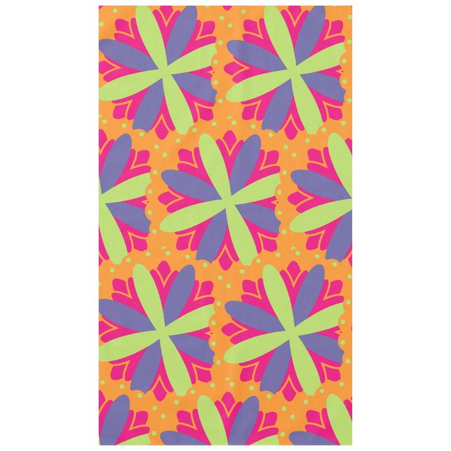 Orange floral shapes illustration tablecloth (Front)