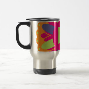 Orange floral shapes illustration travel mug