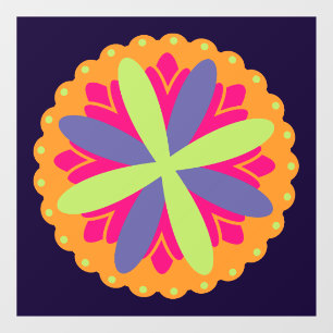 Orange floral shapes illustration window cling
