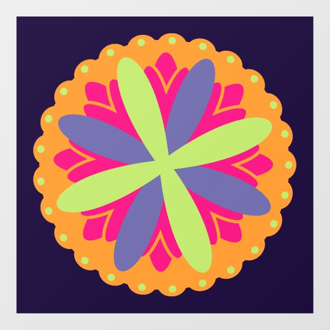 Orange floral shapes illustration window cling (Sheet)