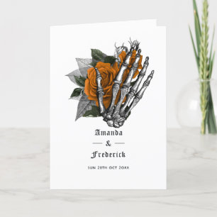 Orange Floral Skeleton Gothic Wedding Programme