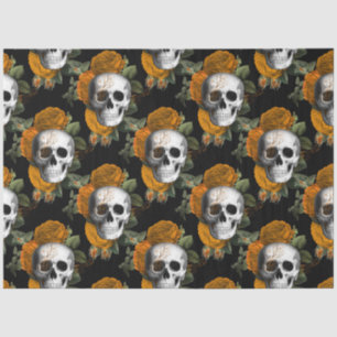 Orange Floral Skull Series Design 10 Tissue Paper