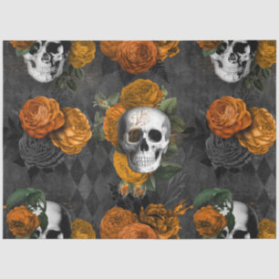 Orange Floral Skull Series Design 2 Tissue Paper