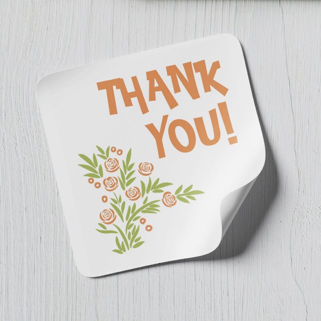 Orange Floral Square Sticker (Creator Uploaded)