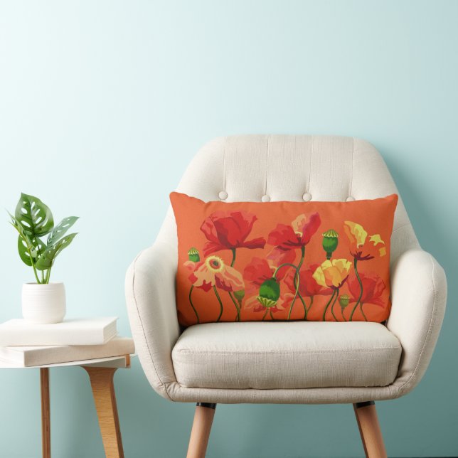 Orange Floral Throw Pillow (Chair)
