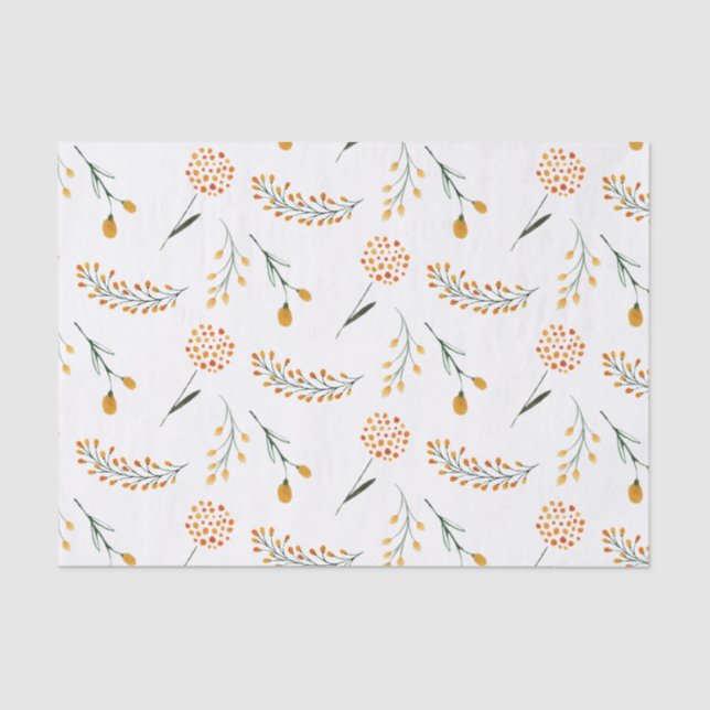 Orange Floral Tissue Paper  (Front)