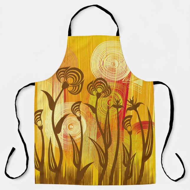 Orange Floral: Vibrant Background Pattern Apron (Front)