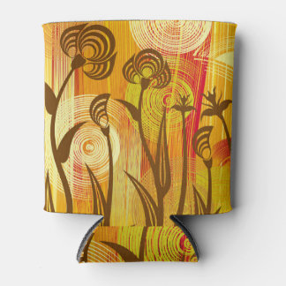 Orange Floral: Vibrant Background Pattern Can Cooler