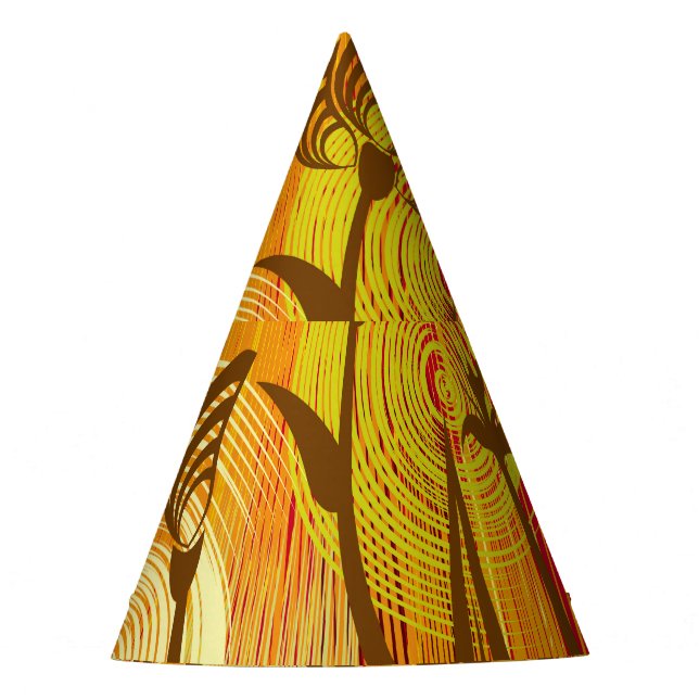Orange Floral: Vibrant Background Pattern Party Hat (Front)