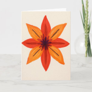 Orange Floral Watercolor Blank Greeting  Card