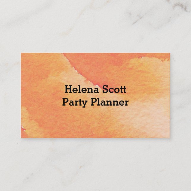 Orange Floral Watercolor Business Card (Front)
