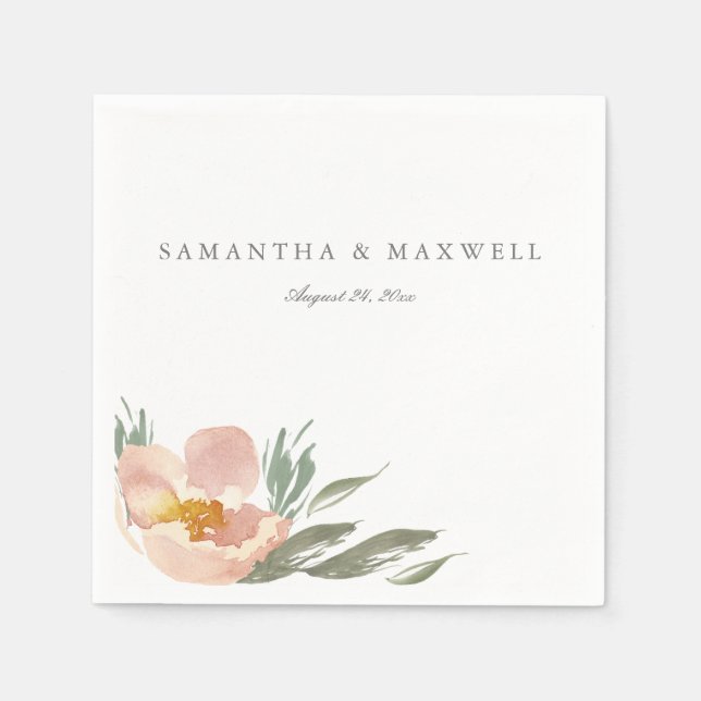 Orange Floral Watercolor Template Napkins (Front)