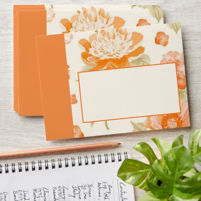 Orange Floral Wedding Envelope (Stacked)
