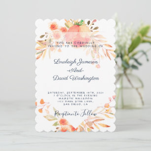 Orange floral  wedding invitation