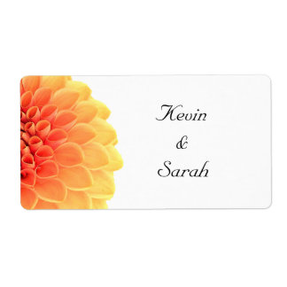 Orange Floral Wedding Labels