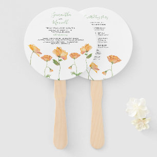 Orange Floral Wedding Program Fan