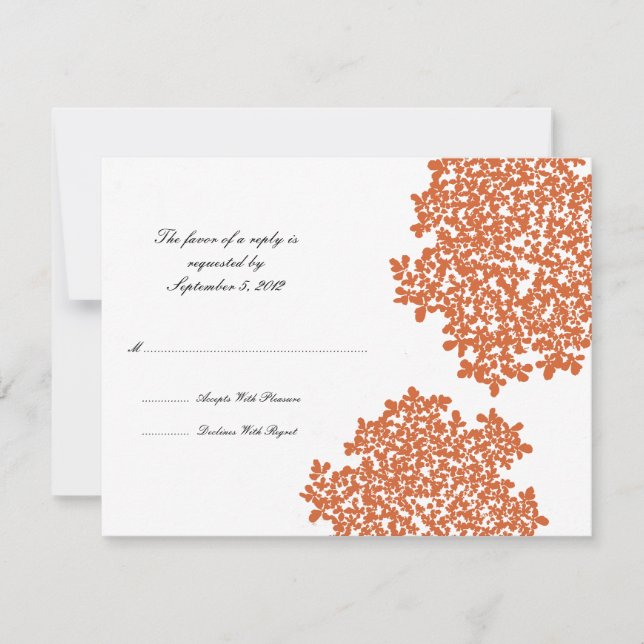 Orange Floral Wedding RSVP Card (Front)