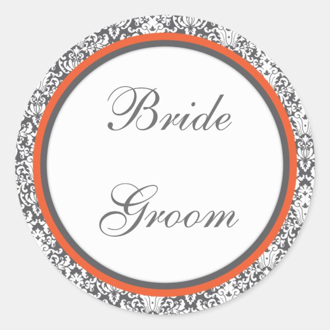 Orange floral  Wedding Sticker (Front)