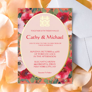 Orange floral wreath red flower Chinese wedding 