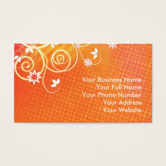 Orange florals business card