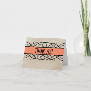 Orange Flourish Border Thank You Card