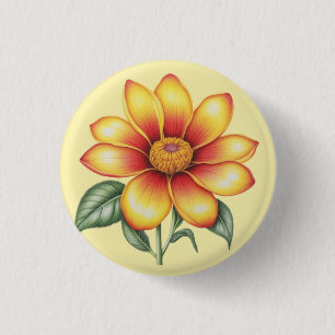 Orange Flower 3 Cm Round Badge