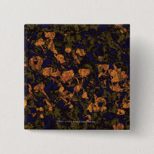 Orange flower against leaf camouflage pattern 15 cm square badge