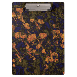 Orange flower against leaf camouflage pattern clipboard