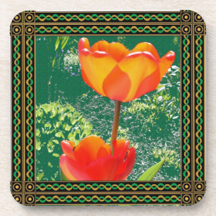 Orange Flower Beverage Coaster