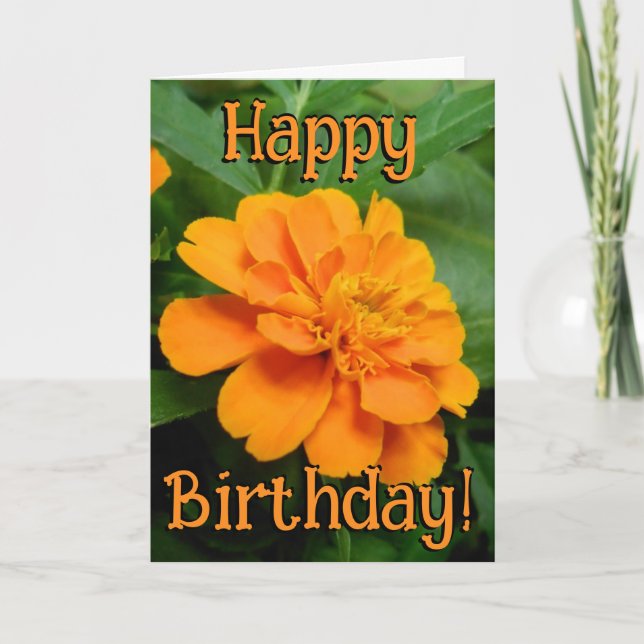 Orange Flower Birthday Card (Front)