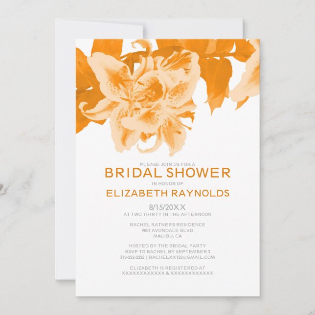 Orange Flower Bridal Shower Invitations (Front)
