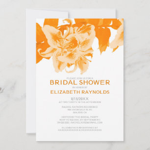 Orange Flower Bridal Shower Invitations