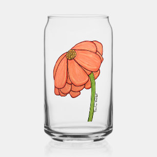 Orange Flower Can Glass