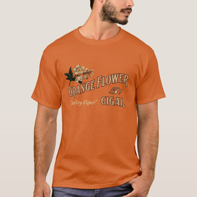 Orange Flower Cigar Box Design T-Shirt (Front)