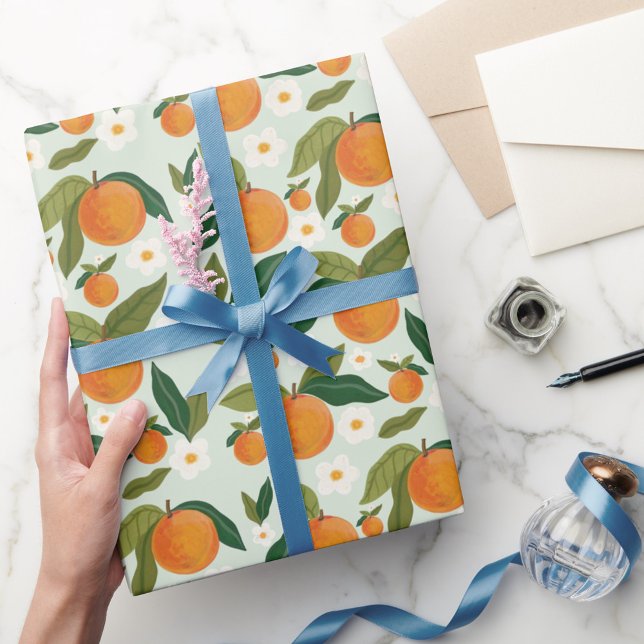 Orange Flower Citrus Clementine Wrapping Paper (Creator Uploaded)