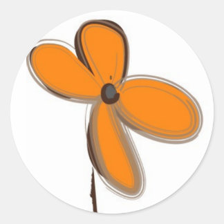 Orange Flower Classic Round Sticker