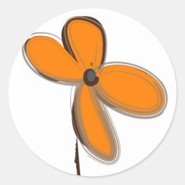 Orange Flower Classic Round Sticker (Front)