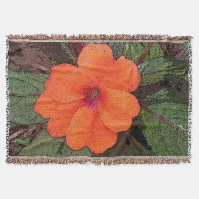 Orange Flower Closeup Throw Blanket (Front)