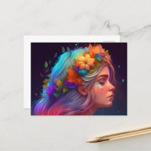 Orange Flower Crown Rainbow Girl