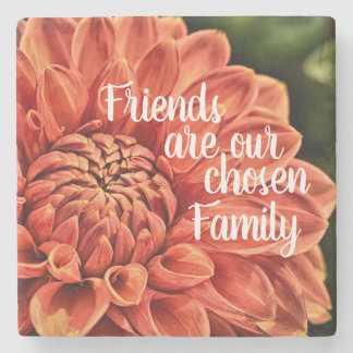 Orange Flower Dahlia Painting Friends Family Stone Coaster