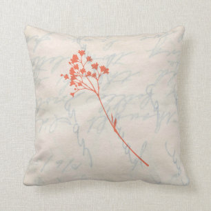 Orange Flower Designed Throw Pillow