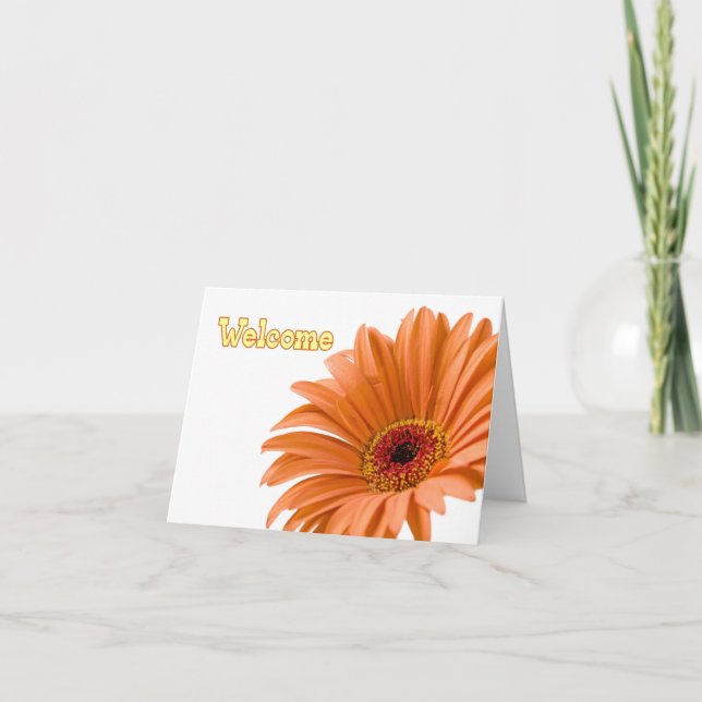Orange Flower Employee Welcome to the Team Card (Front)
