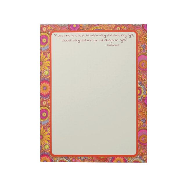 Orange Flower Garden Life Quotes Notebook Notepad (Rotated)