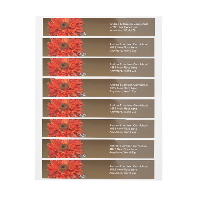 Orange Flower in Mason Jar Wraparound Address Label (Sheet)