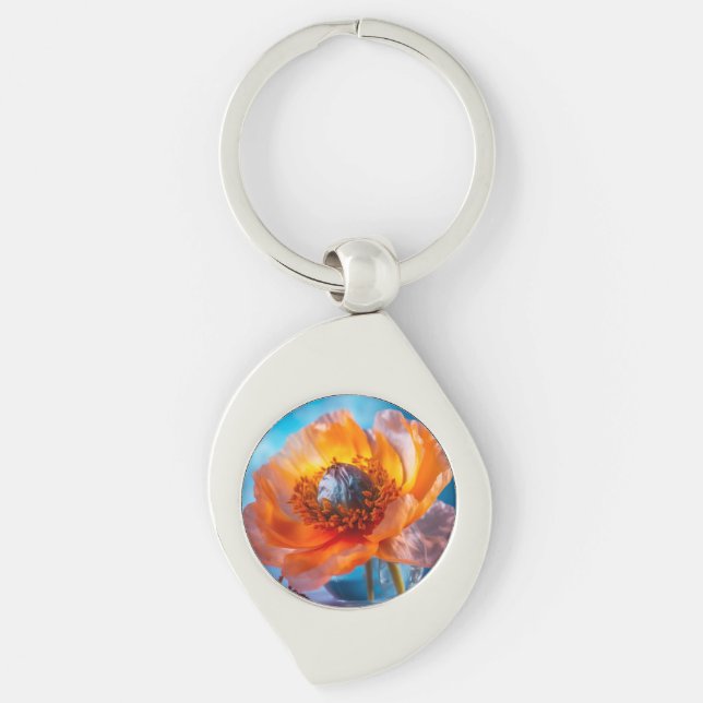 Orange Flower  Key Ring (Front)
