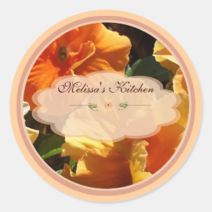 Orange flower labels