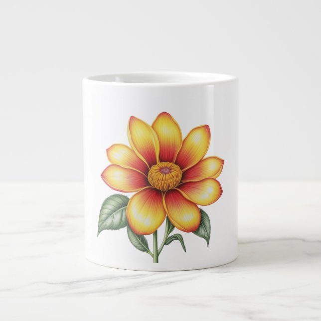 Orange Flower Large Coffee Mug (Front)